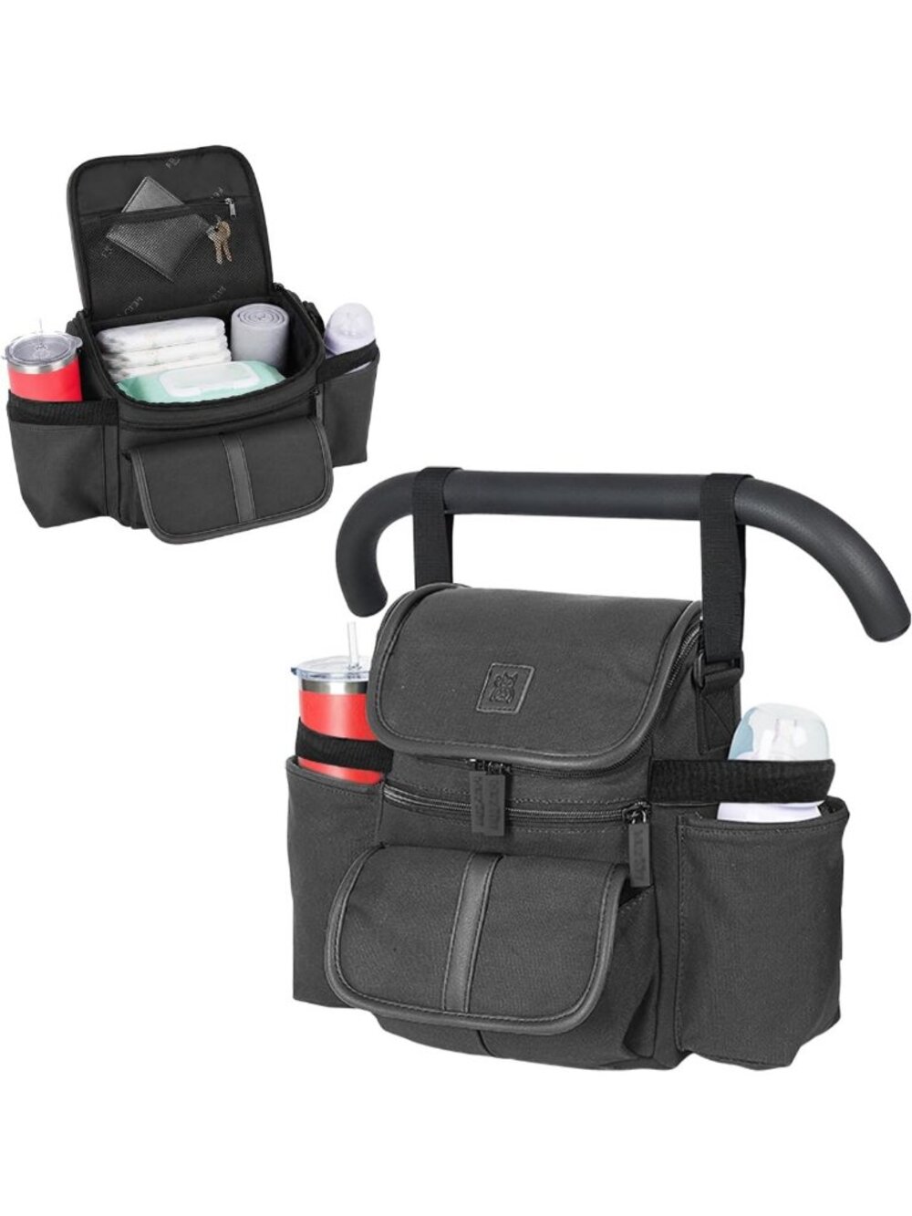 Baby Stroller Organizer with 2 Cup Holders, Multi-Pocket Storage for Parents